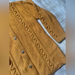 VINTAGE Cardigan Sweater Womens XL Cable Knit Button Front Granny Cottage Grunge Gold Photo 7