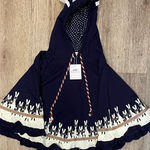 Cat Blossoming Poncho Jacket Hood Bunny Small New Blue Photo 0