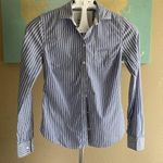 Mossimo size small Women’s button down dress shirt striped blue and white Photo 0