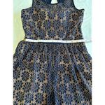 Minuet Deep Blue Pink Midi Bow Detail Lace Embroidered Dress Size Small Wedding Photo 8