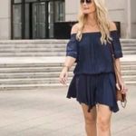 Ramy Brook Jessica Off the Shoulder Drop Waist Asymmetrical Dress Navy Size L Photo 2