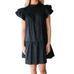 Pinch All That You Are Black Ruffled Smocked Dress Drop Waist Pockets Women’s S Photo 3