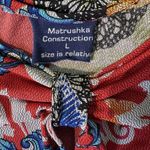 Matrushka Construction Handmade‎ Whimsical Bow Butterfly Print Blouse Dress L Red Size L Photo 7