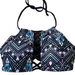Rue 21 Rue Blue Geometric Cutout High Neck Halter Swim Top Photo 1