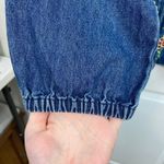 Vintage Country Store blue denim cotton floral embroidered mock neck zip jacket Size L Photo 1