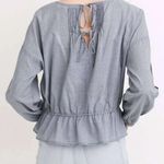 Madewell gingham checkered navy blouse with back ties Photo 0