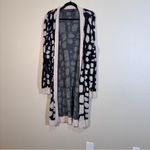 BLANK NYC Black Tan Giraffe Animal Print Duster Cardigan Sweater Womens M Cozy Photo 5