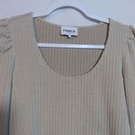 FRNCH  Women's Tan Knit Ribbed Long Sleeve Stretch Top Size M Photo 1