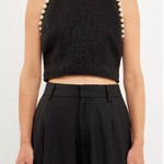 Endless Rose  Pearl Embellished Tank in Black Size Small Photo 0