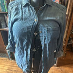 American Eagle  distressed denim button down XS boyfriend shirt Photo 0