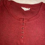 Pink Rose Crimson Red Ribbed Long Sleeve Tee Small Photo 5