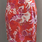 Island Republic Tropical Floral Paisley Skirt Retro Vintage Y2K Orange Cotton Red Size 6 Photo 0