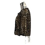 EXPRESS Women XS Blouse Ruffle Leopard Y2k Retro Sheer Cropped Preppy Coastal Photo 2