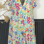 Uncle Frank  Multicolor Floral V Neck Tiered Mini Sundress ~ Size Large 🧡🍄 Photo 0