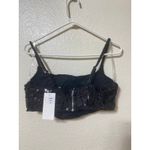 Hot & Delicious  Black Faux Patent Leather Crop Top Size Medium NWT Punk Goth Photo 1