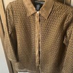 Norton Mcnaughton  Tan Lace Button-Up Blouse petite medium Photo 0