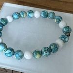 Women Men Green White Natural Bead Stretchy Bracelet Casual Unique Handmade Photo 0