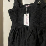 Pink Lily  Black Eyelet Tie Tank Top Photo 3