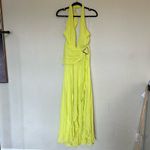 House Of CB  OLESSIA ACID LIME BACKLESS HALTER MAXI DRESS NWOT gown size S neon Photo 2