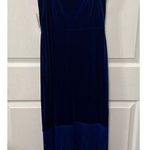 NWT Taylor Royal Blue Velvet Fringe Cowl Neck Dress, Sz 8 Size M Photo 4
