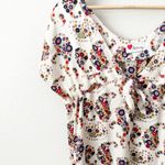 BALCONY | White Mod Floral Dress Side Pockets Bow Front Y2K Style | Size Medium Photo 5