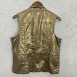 Chico's Metallic Gold Utility Vest Womens 1 Medium Sleeveless Linen Blend Glam Photo 5