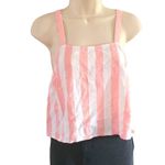 Abound  Women’s Striped Linen Blend Crop Camisole Top Pink & White Size XS Photo 2