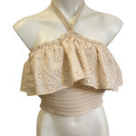 Forever 21 Knit Strapless Cropped Top sz L Eyelet Details cottagecore Whimsy Photo 0