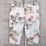 st. john's bay  Stretch Cotton Blend Capris White Floral Print-14P Photo 0