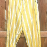 Alembika Striped Wide Leg High Waist Butter Yellow White Pants Size 4 Gold Size L Photo 0