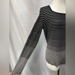 Saks 5th Avenue Belford for Saks Fifth Avenue 100% Silk Square Neck Long Sleeve Striped Blouse M Photo 3