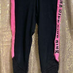 PINK - Victoria's Secret  black hot pink mesh ankle leggings, S GUC Photo 0