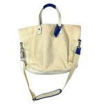 Diane Von Furstenberg  Beige & Blue Canvas Beach Tote Photo 1