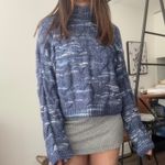 ana a new approach Womens Cable Knit‎ Mock Neck Long Sleeve Sweater Blue Large Photo 2