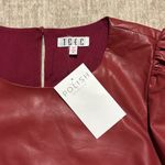 TCEC NWT Medium Vegan Faux Leather crop top balloon sleeves  dark red lined Photo 2