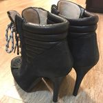 Black Tie Up High Heels With Zippers Size 6 Photo 2