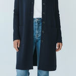 Barbara Wells Studio Black Knit Button Front Long Cardigan Jacket Women's Size L Size L Photo 0