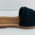 CELINE Lympia Mule Size 6 Triomphe Black Maccrame Cotton Calfskin Leather Sandal Photo 0