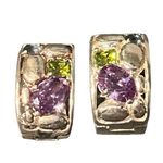 Sterling Silver Authentic Multigem 925  Brilliantly Handcrafted Earrings Huggies Photo 8