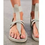 Free People Vacation Day Gladiator Boho Leather Wrap Sandal in Sky 36/6 Photo 0