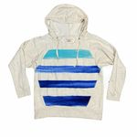 DKNY  Jeans Womens Hoodie Cream Blue Striped 100% Cotton Pullover - Size Xl Photo 0