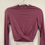 Buffbunny Collection BUFFBUNNY Knotty and Nice Crop Top Burgundy Size Small Athletic Long Sleeve Wine Photo 4