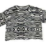 Grayson Threads Zebra Print Black White Short Sleeve Crop Top Large 100% Cotton Photo 0
