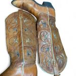 Acme Inlay Flowers Western Cowboy Boots USA Made Brown 7C Rockabilly VTG Size 7 Photo 5