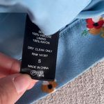 ASTR Faye Cropped Tie Front Blue Floral Button Up Top Small Photo 3