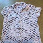 Roller Rabbit  white pink heart print collared button up pajama polo top medium Photo 0