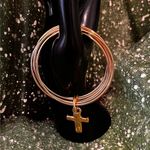 14K Gold Over Resin Linked 5pc Bangle Bracelets / Cross Charm Photo 3