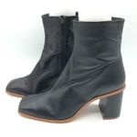 Free People  Sienna Ankle Boot Leather Square Toe Block Heel Black 40 US 9 Photo 3