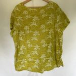 C&C California linen neon green bright lime short sleeved top women's 1X trees Photo 5