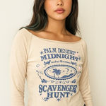 Self Esteem Y2K Graphic Long Sleeve Graphic Top Beige Women's L Photo 0